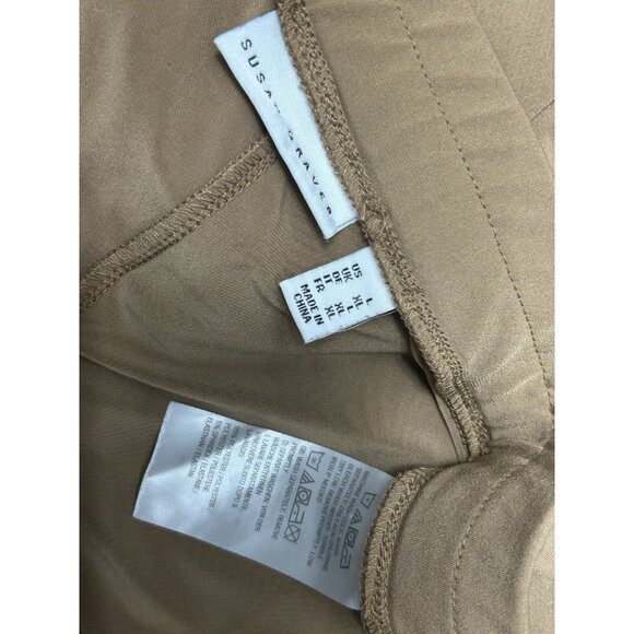 Susan Graver Liquid Knit Pull-On Pants Size Large Light Brown Tan Elastic Waist - Picture 4 of 8
